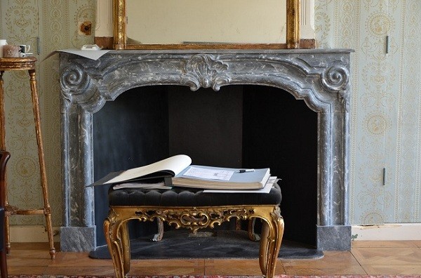 Antique Grey MArble Fireplace