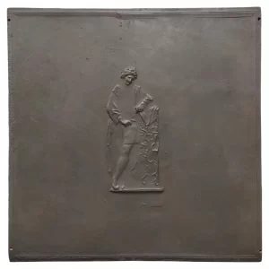 Antike Kaminplatte / Rückwand "Person, die sich an eine Säule lehnt"