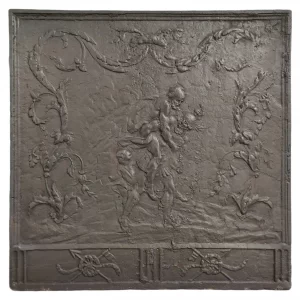 Antike Kaminplatte / Rückwand "Tragen einer Verwundeten"