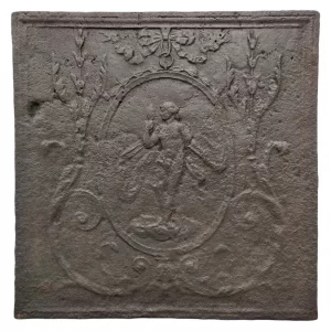 Antike Kaminplatte / Rückwand "Frau mit Spiegel"