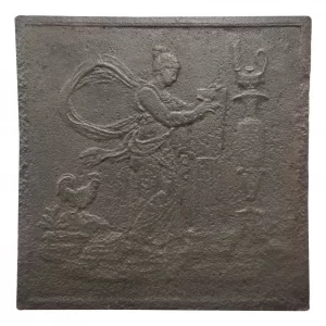 Antike Kaminplatte / Rückwand "Eine schreibende Frau"