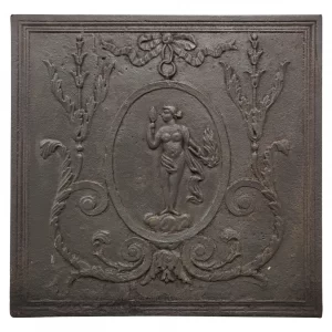 Antike Kaminplatte / Rückwand "Frau mit Spiegel"