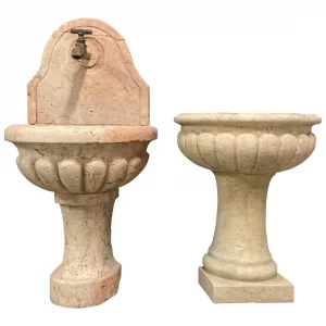 Paar antike italienische Marmor-Brunnen