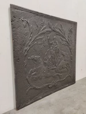 Antike Kaminplatte mit Poseidon "Gott der Meere"