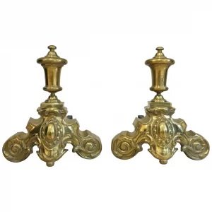 Beeindruckendes Set Kaminböcke / Feuerböcke aus Messing